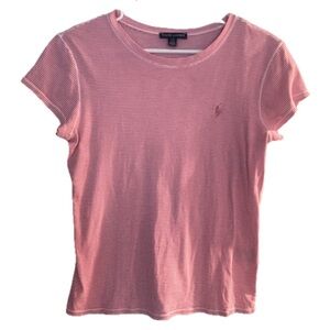 Ralph Lauren Pink Fitted Stretchy Short Sleeve Tee L